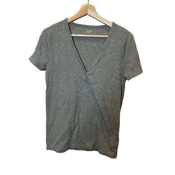 Gap short sleeve ribbed 4 button v-neck henley size medium - Picture 1 of 4